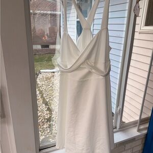 SHEIN White Draped V-Neck Slip Dress